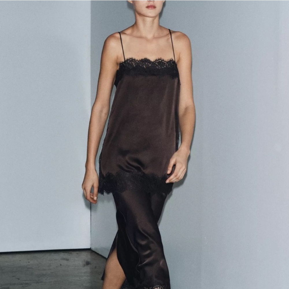 ZARA SATIN EFFECT LACE TOP ZW COLLECTION - Picture 13 of 16